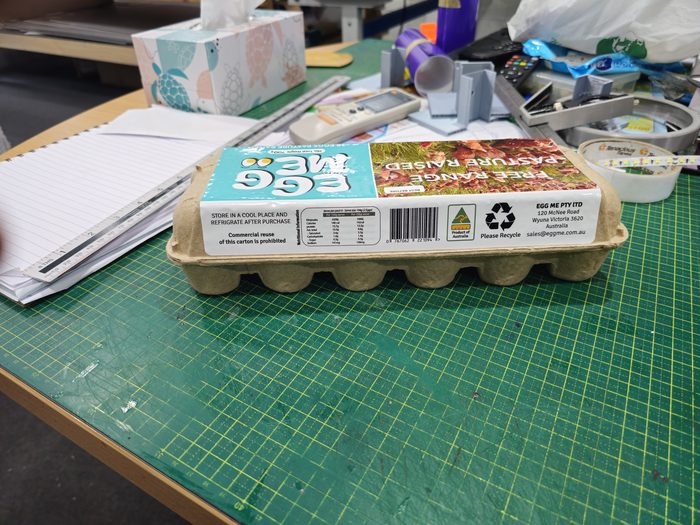 Egg Me 700g Labels — Print and cut stickers applied to free range egg cartons by Top1 Signs, Melbourne
