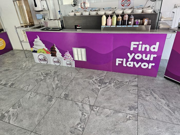 Willi Freezer Wrap — Full freezer cabinet wrap keeping the branding consistent through the shop by Top1 Signs, Melbourne
